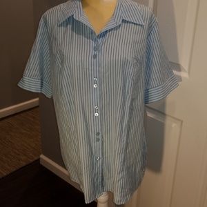 Short Sleeve Button Up Career Blouse